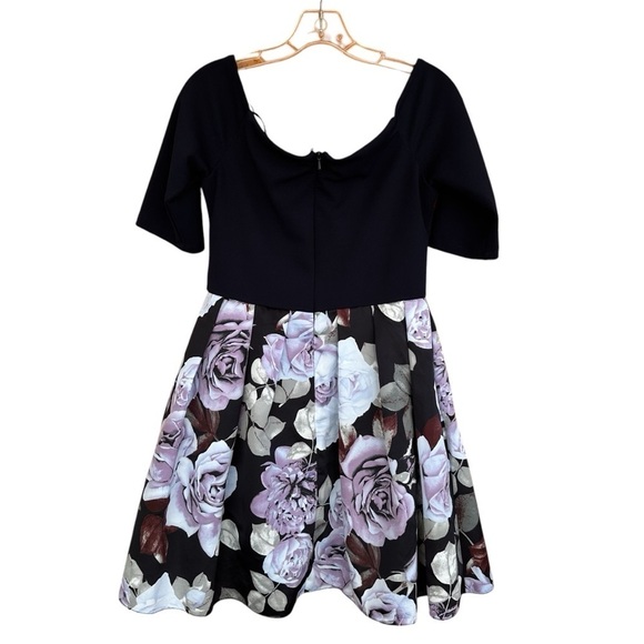 Betsy & Adam Navy Floral Fit & Flare A-Line Party Dress, 10 - Picture 6 of 11